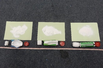 Hong Kong Customs seized about 1.8 kilograms of suspected cocaine at Hong Kong International Airport yesterday (May 22). Photo shows the suspected cocaine concealed in hygiene products.