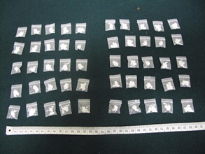 Hong Kong Customs detected a total of eight cases and seized about 170 grams of suspected cocaine and a small quantity of suspected ketamine and methamphetamine, with an estimated market value of about $180,000 at HK-Macau Ferry Terminal in the past three weeks. Photo shows the suspected cocaine seized.