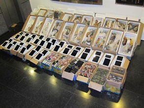 The live geoduck clams, used tablet computers, used mobile phones and circuit boards seized.