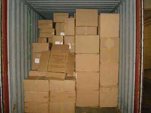 The illicit cigarettes were found hidden inside a container.