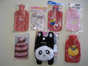 Some of the hot water bottles seized by Customs.