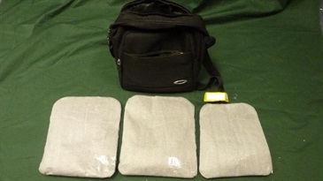The suspected cocaine seized in the shoulder bag.