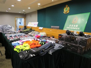 Customs has stepped up enforcement action to combat the sale of suspected counterfeit goods on Internet platforms. Picture shows suspected counterfeit goods seized.