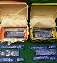 The methamphetamine was found concealed in the luggage.