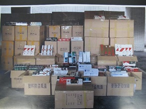 Some of the suspected illicit cigarettes found inside the container truck.