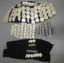 The suspected ivory tusks and ivory products seized.