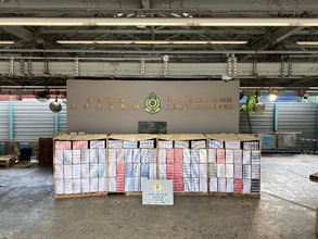 Hong Kong Customs yesterday (June 15) and today (June 16) mounted anti-illicit cigarette operations and seized about 3.6 million suspected illicit cigarettes with an estimated market value of about $10 million and a duty potential of about $6.9 million. Photo shows some of the suspected illicit cigarettes seized.