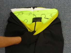 Three packs of suspected cocaine concealed inside a tailor-made underwear.