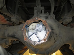 Computer hard disks were found inside a compartment at the rear axle differential unit of the lorry.