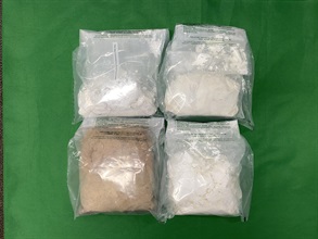 Hong Kong Customs detected three dangerous drugs cases at Hong Kong International Airport, the Shenzhen Bay Control Point and in Yuen Long in June and July this year. About 47 kilograms of suspected liquid ketamine, about 33kg of suspected cannabis buds and about 8kg of suspected methamphetamine, with a total estimated market value of about $38.6 million, were seized. Photo shows the suspected methamphetamine seized.