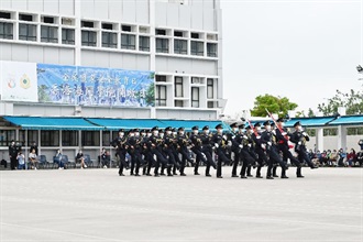 Hong Kong Customs is giving its full support to National Security Education Day and held the Hong Kong Customs College Open Day today (April 15). Photo shows members of the Customs and Excise Department Guards of Honour performing a Chinese-style foot drill to commence the Open Day.