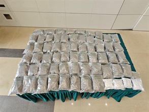 Hong Kong Customs conducted anti-narcotics operations on August 18 and October 5 and detected two dangerous drugs trafficking cases. About 86 kilograms of suspected cannabis buds and a small quantity of suspected cocaine and suspected ketamine, with a total estimated market value of about $20.4 million, were seized. Photo shows the suspected cannabis buds seized on October 5.