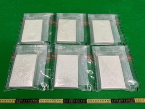 Hong Kong Customs detected three dangerous drugs cases at Hong Kong International Airport in the past two days (November 22 and 23) and seized about 2.7 kilograms of suspected cocaine and about 2.1kg of suspected heroin with a total estimated market value of about $4.6 million. Photo shows the suspected heroin seized in the third case.