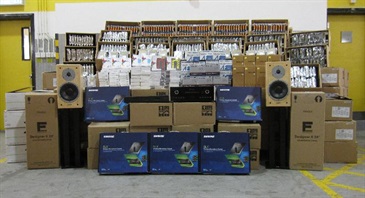 A batch of hard disks, camera lenses and audio accessories, worth about $3.4 million, was seized in the operation.