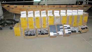 Tablet computers and smartphones seized in Lau Fau Shan.