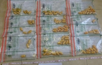 Pellets of cocaine seized by the Customs.