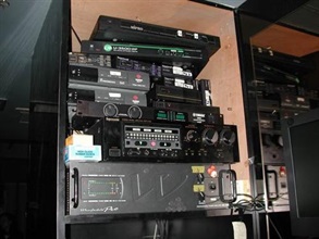 The audio and video equipment seized by Customs officers at a karaoke lounge.