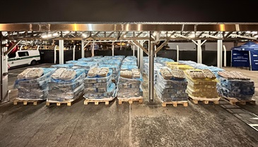 Hong Kong Customs mounted an anti-smuggling operation in the south-western waters of Hong Kong on the night of December 29 and detected a suspected cargo vessel smuggling case. About 32 tonnes of suspected smuggled frozen meat with an estimated market value of about $5 million were seized. Photo shows the suspected smuggled frozen meat seized.