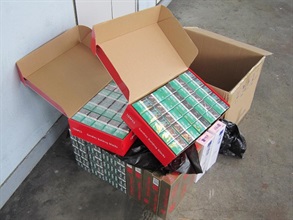 Some of the suspected illicit cigarettes seized by Customs.