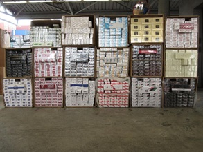 Some of the suspected illicit cigarettes seized by Customs.