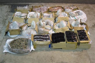 The suspected goods for smuggling seized by Customs during the operation.