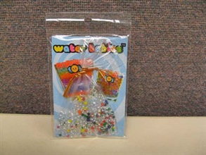 Beads were sold in pack marked with wordings “water babies”.<br />In the test conducted by the Government Laboratory, the plastic beads of the toy expanded six times in size after being soaked in water. Such expansion is 12 times more than the allowable expansion limit of 50%.