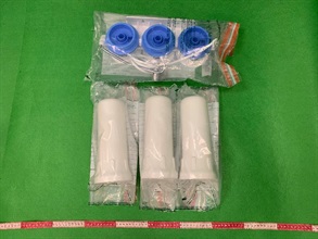 Hong Kong Customs seized about 20 kilograms of suspected methamphetamine with an estimated market value of about $13 million at Hong Kong International Airport on November 20. Photo shows one set of the water filters used to conceal the suspected methamphetamine.