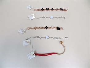 Counterfeit bracelets seized by Customs on June 24 from a booth at a jewellery fair held in Hong Kong Convention and Exhibition Centre.