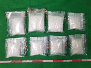 Hong Kong Customs seized about 3.95 kilograms of suspected ketamine and 690 grams of suspected cocaine with a total estimated market value of about $2.31 million at Hong Kong International Airport on February 21 and today (March 1). Photo shows the suspected ketamine seized.
