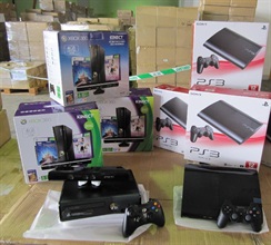 Game consoles seized in the operation.