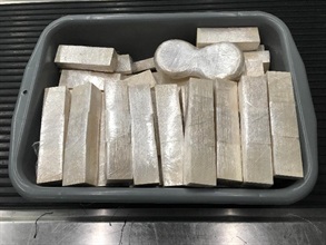 Hong Kong Customs seized about 40 kilograms of suspected worked ivory at Hong Kong International Airport today (October 9).