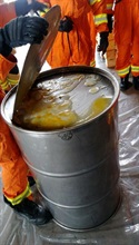 Barrels containing the suspected liquid cocaine.