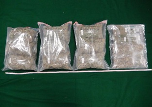 香港海关今日（三月二十二日）在元朗检获约四点五公斤怀疑大麻花，估计市值约八十六万八千元。