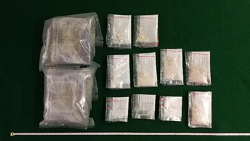 Hong Kong Customs yesterday (April 17) seized about 2.3 kilograms of suspected cocaine, about 80 grams of suspected methamphetamine and a small quantity of suspected crack cocaine with an estimated market value of about $2.45 million in Kwai Chung.