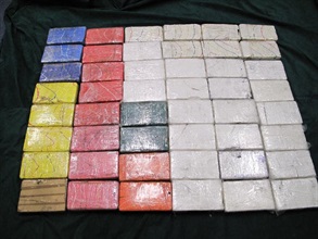 The 48 kilograms of cocaine seized from two suitcases.