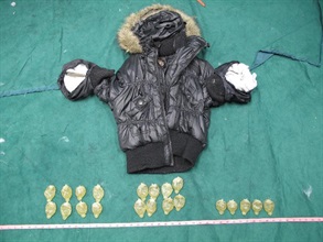 Liquid cocaine concealed inside down jackets.