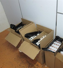 Illicit cigarettes stored in a mini-storage unit.