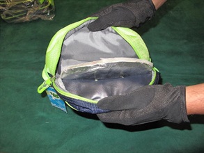 Heroin concealed in children rucksacks.