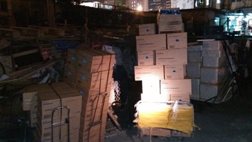 Hong Kong Customs mounted an anti-smuggling of powdered formula operation at the Northern District in New Territories today (January 7). Photo shows the store of powdered formula of the syndicate.