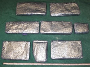 Eight slabs of cannabis resin seized.