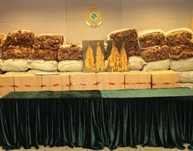 Some of the unmanufactured tobacco seized by Customs.