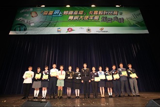 海关关长袁铭辉（右七）与「青网大使年奖」得奖者合照。