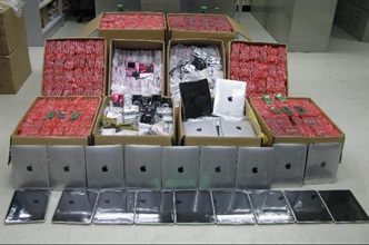 The unmanifested electronic goods seized by Customs at Lok Ma Chau Control Point.