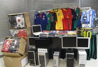 Counterfeit soccer jerseys sold through Internet auction sites.