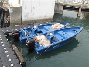 The two speedboats seized in the operation.
