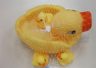 The unsafe plastic duck toy set.