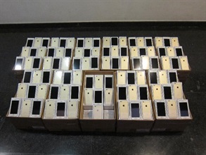 Some of the seized suspected smuggled mobile phones of the latest model.