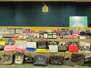 The suspected counterfeit goods seized.