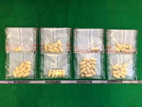 Hong Kong Customs seized a total of 720 grams of suspected cocaine with an estimated market value of about $910,000 from a male passenger arriving at Hong Kong International Airport yesterday (December 21).