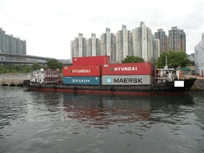 The river trade vessel involved in the suspected smuggling case.